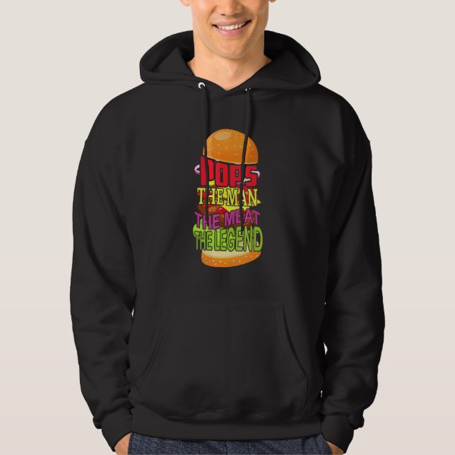 Pops The Man The Meat Happy Fathers Day Burger Hoodie (Front)