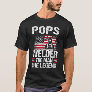 Pops Welder The Man The Legend Retro Usa Flag T-Shirt