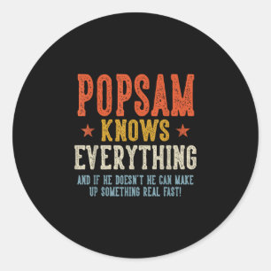 Popsam knows everything father's day retro vintage classic round sticker