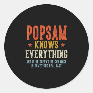 Popsam knows everything father's day retro vintage classic round sticker