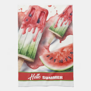 Popscles and Watermelon, HELLO SUMMER Tea Towel