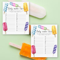 Popsicle baby shower - Baby name race game