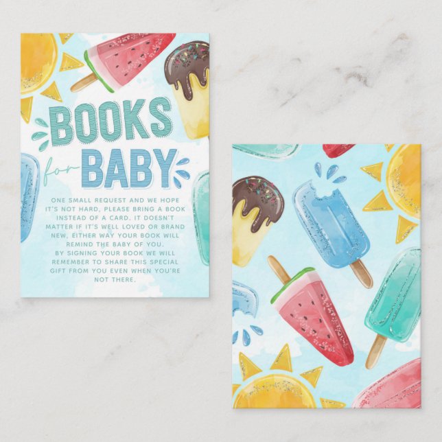 Popsicle Baby Shower Book Request Enclosure Card (Front/Back)