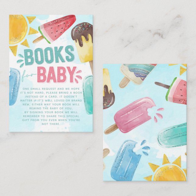 Popsicle Baby Shower Book Request Enclosure Card (Front/Back)
