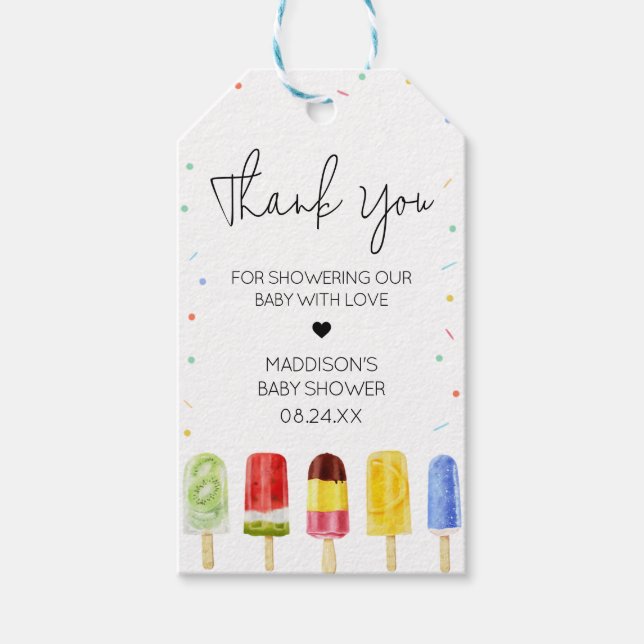 Popsicle Baby Shower Favour Tags (Front)