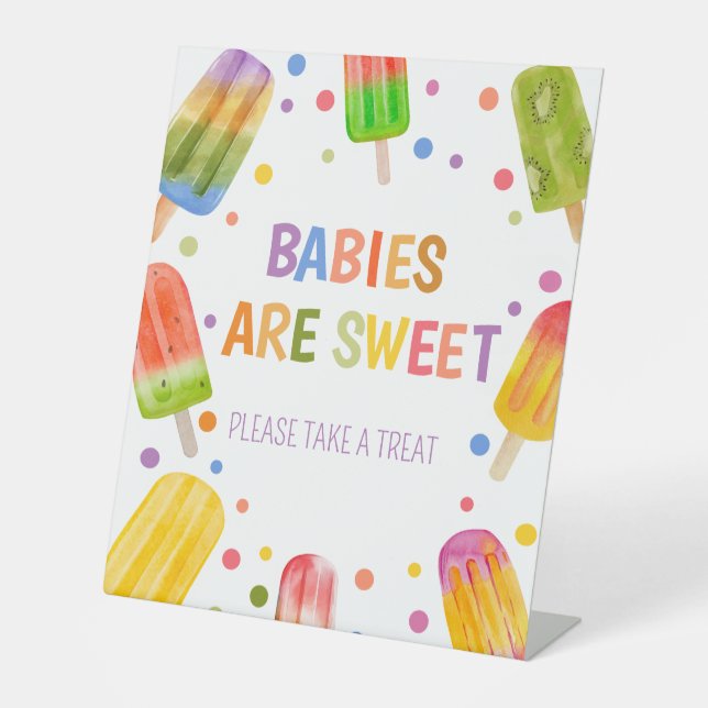 Popsicle baby shower Ice Cream summer party Pedestal Sign (Front)