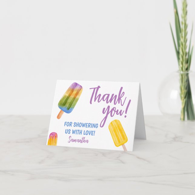 Popsicle baby shower Ice Cream summer party Thank You Card (Front)