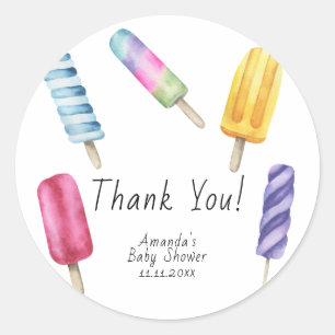 Popsicle Baby shower Thank You  Classic Round Sticker