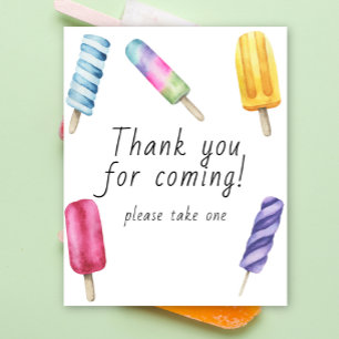 Popsicle baby shower - thank you for coming poster