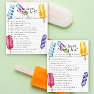 Popsicle baby shower Who knows mommy best game