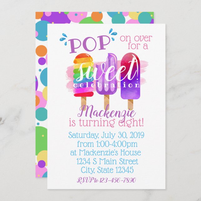 Popsicle Birthday Invitation (Front/Back)