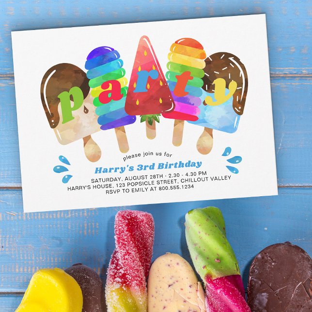 Popsicle Birthday Party Any Age Boys Colourful Invitation (Creator Uploaded)
