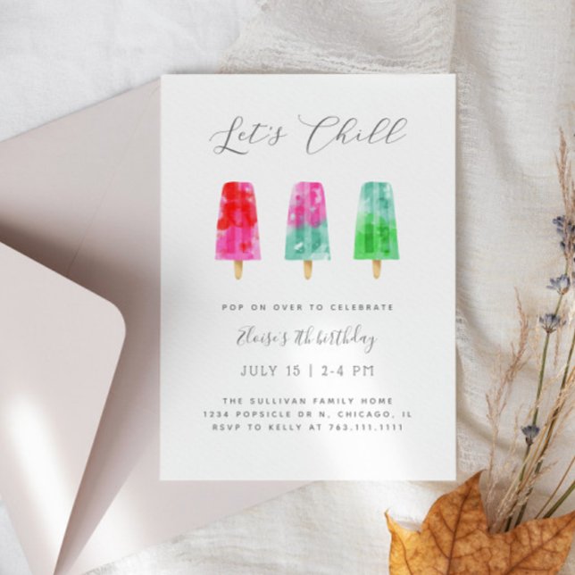 Popsicle Birthday Party Lets Chill Invitation (Creator Uploaded)