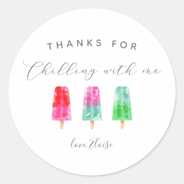 Popsicle Birthday Party Party Favour Classic Round Sticker (Front)