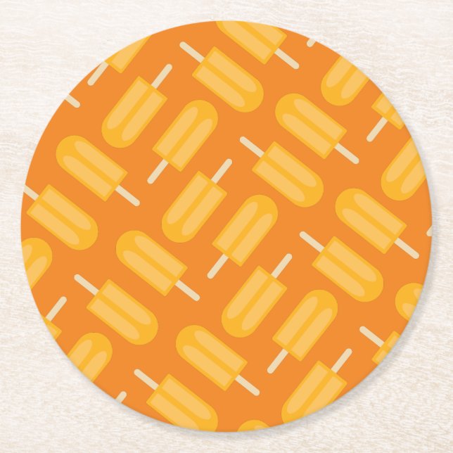 Popsicle Birthday Party Round Paper Coaster (Front)