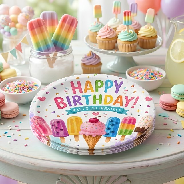 Popsicle Birthday Party  Summer Paper Plate (Creator Uploaded)