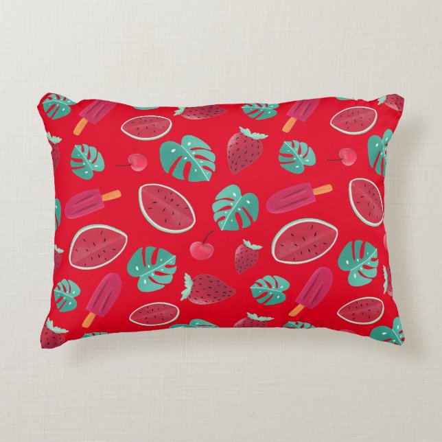 Popsicle, Cherry, Strawberry & Watermelon Decorative Cushion (Front)