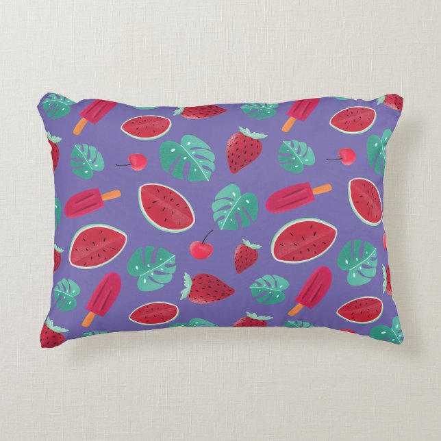 Popsicle, Cherry, Strawberry & Watermelon Decorative Cushion (Front)