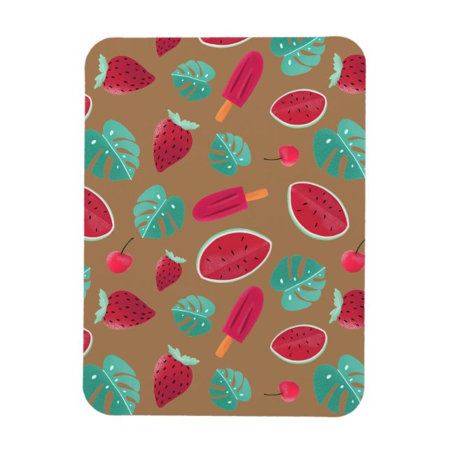 Popsicle, Cherry, Strawberry & Watermelon Leaves Magnet (Vertical)