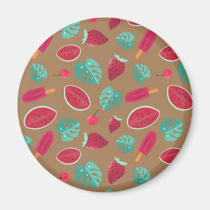 Popsicle, Cherry, Strawberry & Watermelon Leaves Magnet