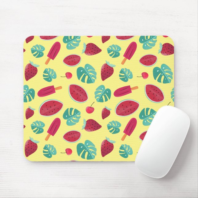 Popsicle, Cherry, Strawberry & Watermelon Leaves Mouse Pad (With Mouse)