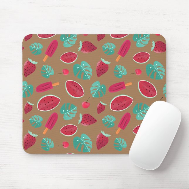 Popsicle, Cherry, Strawberry & Watermelon Leaves Mouse Pad (With Mouse)