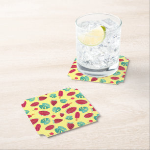 Popsicle, Cherry, Strawberry & Watermelon Leaves Paper Coaster