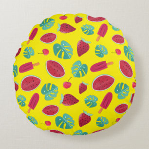 Popsicle, Cherry, Strawberry & Watermelon Round Cushion