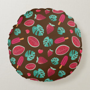 Popsicle, Cherry, Strawberry & Watermelon Round Cushion