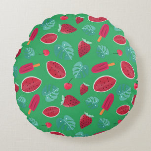 Popsicle, Cherry, Strawberry & Watermelon Round Cushion