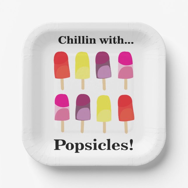 Popsicle Colourful Summer Birthday Party Paper Plate (Front)