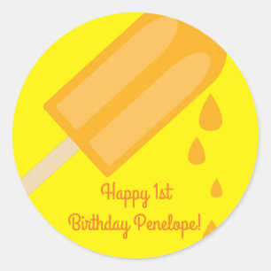 Popsicle Cute Summer 1st Birthday Party Theme Classic Round Sticker