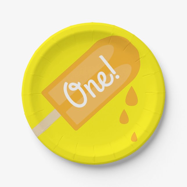 Popsicle Cute Summer 1st Birthday Party Theme Paper Plate (Front)