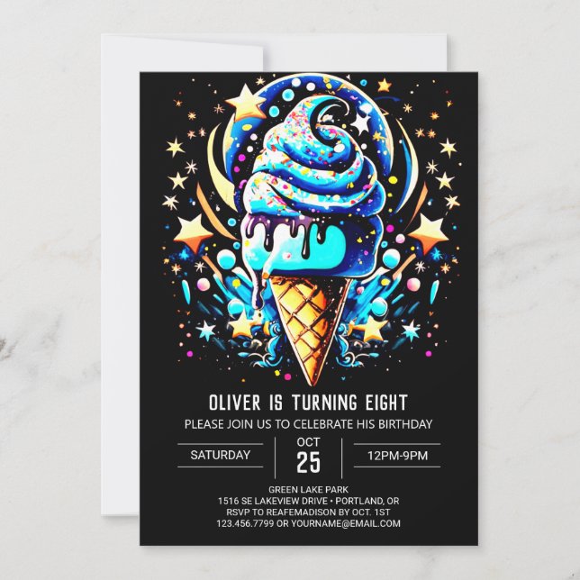 Popsicle Digital Sweet Boy Ice Cream Birthday Invitation (Front)