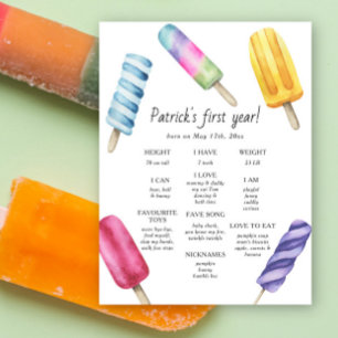 Popsicle First Birthday Milestone Birthday Poster
