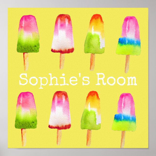 Popsicle ice-block cute food art girl's room poster (Front)
