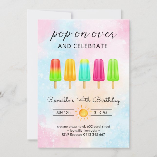 Popsicle ice cream Birthday Invitation (Front)