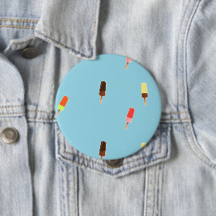 Popsicle ice cream on blue 10 cm round badge