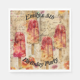 Popsicle ice lolly birthday theme napkin