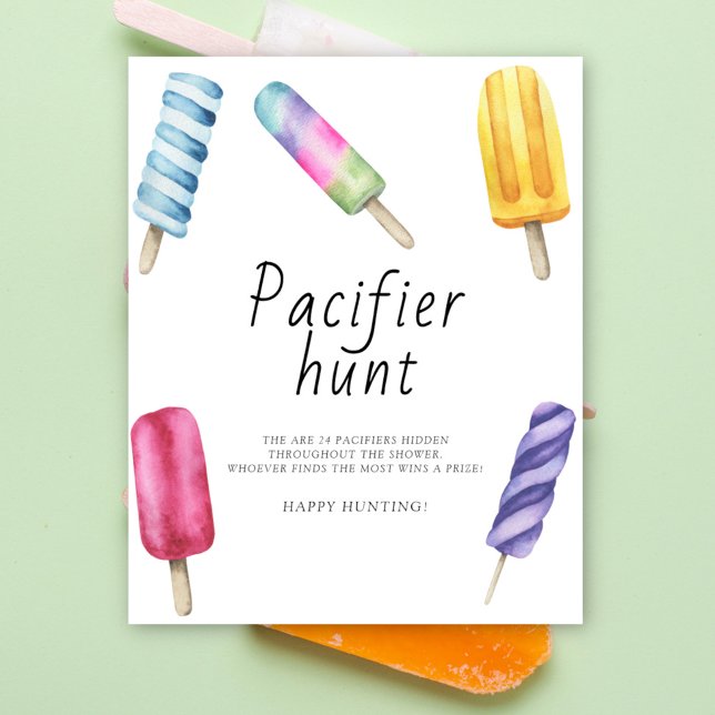 Popsicle - pacifier hunt baby shower game poster (Creator Uploaded)