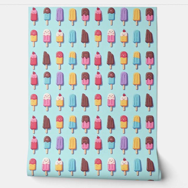 Popsicle Parade in Blue Ice Cream IV Wallpaper (Unrolling)