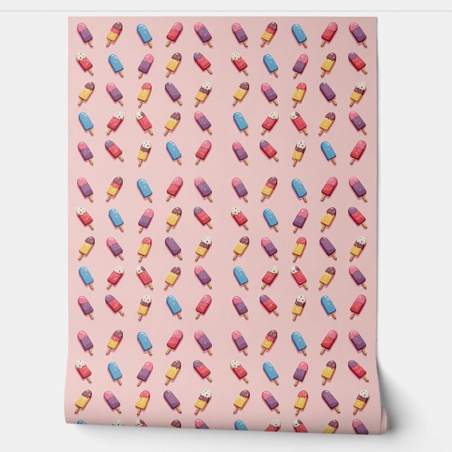 Popsicle Parade in Pink Ice Cream II  Wallpaper (Unrolling)