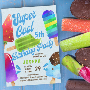 Popsicle Party Any Age Boys Super Cool Birthday Invitation