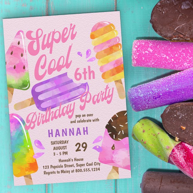 Popsicle Party Any Age Girls Super Cool Birthday Invitation (Creator Uploaded)