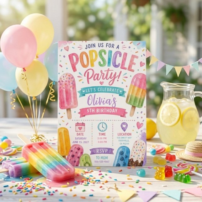 Popsicle Party Birthday  Colourful Summer Invitation (Creator Uploaded)