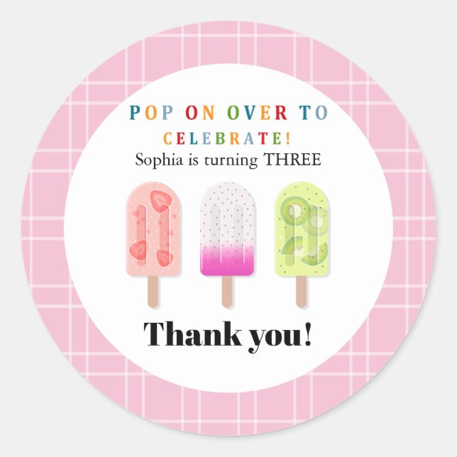 Popsicle Party Classic Round Sticker (Front)