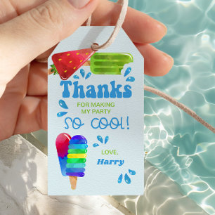 Popsicle Party Cool Ices Blue Thank You Gift Tags