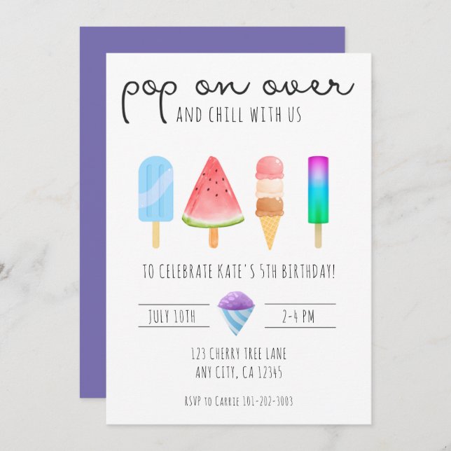 Popsicle Party Invitation (Front/Back)