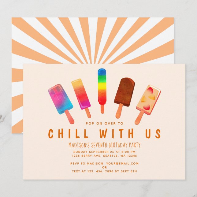 Popsicle Party Kids Birthday Party Invitation (Front/Back)