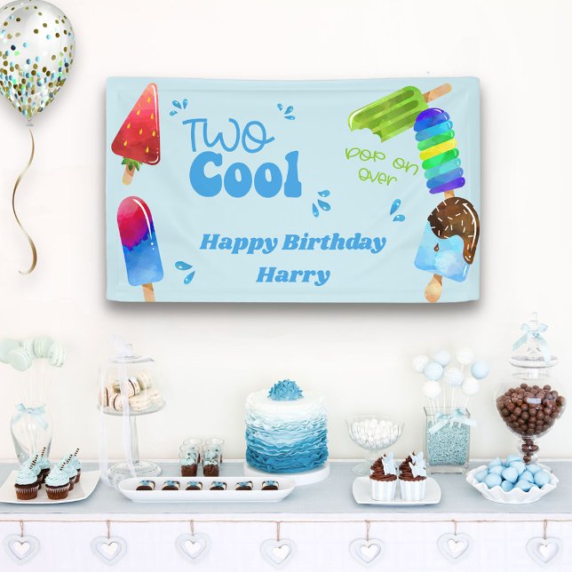 Popsicle Party Two Cool Boys 2nd Birthday Party Banner (Creator Uploaded)